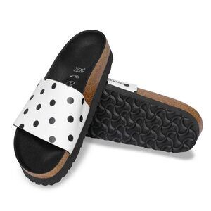 Birkenstock Black and White Polka Dot Sandals